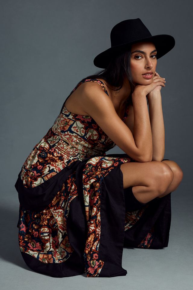 By Anthropologie Square-Neck Tiered Midi Dress #4