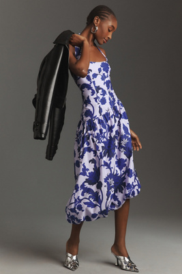 navy blue satin dress midi Heavy Satin Midi Bias Dress – Tibi Official