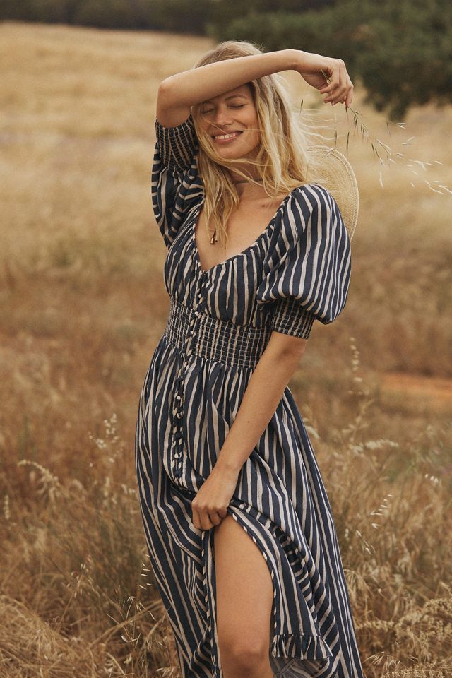 By Anthropologie Long-Sleeve Sweetheart Midi Dress #6