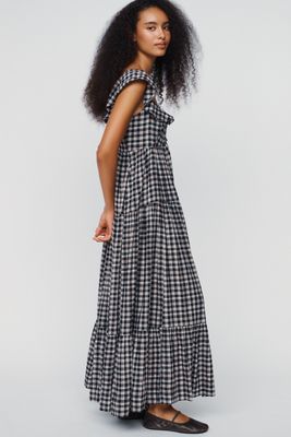 Pilcro Flutter-Sleeve Tiered Midi Dress