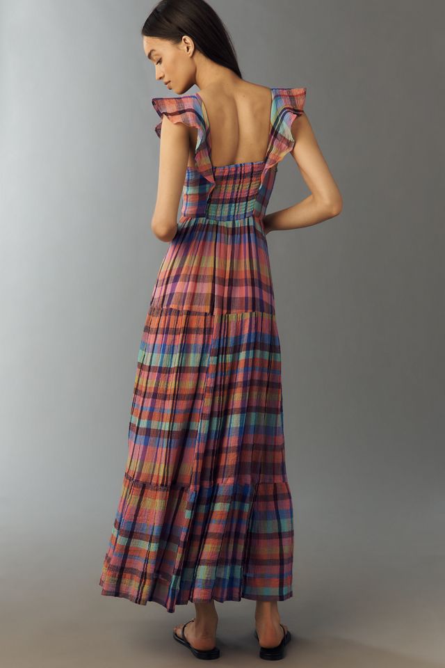 Pilcro Flutter-Sleeve Tiered Midi Dress | Anthropologie