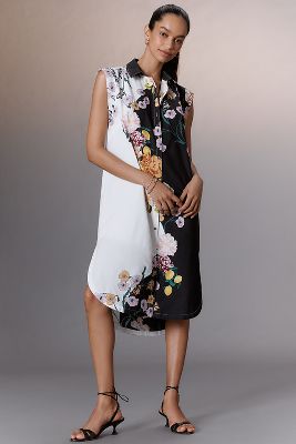 MAEVE THE LILLIAN CAP-SLEEVE BUTTON-FRONT MIDI DRESS BY MAEVE 