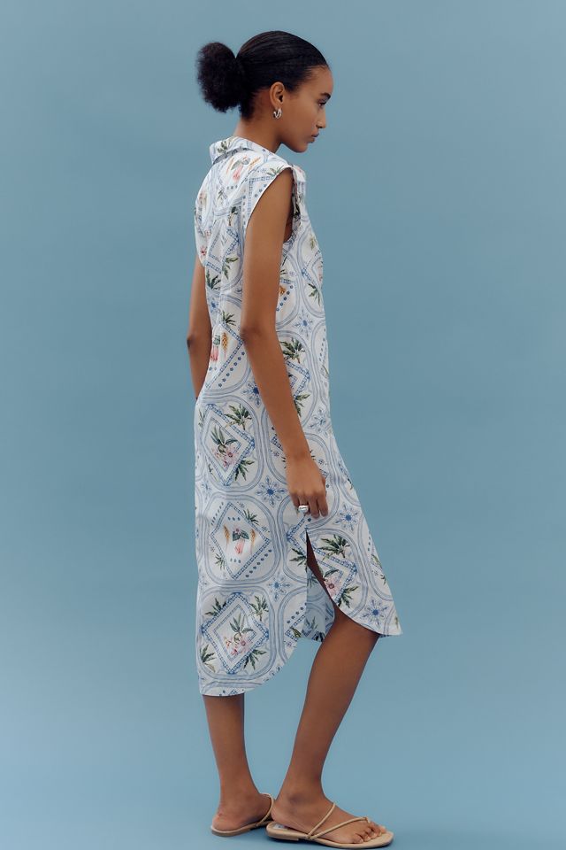 Maeve Cap-Sleeve Button-Front Midi Dress #1