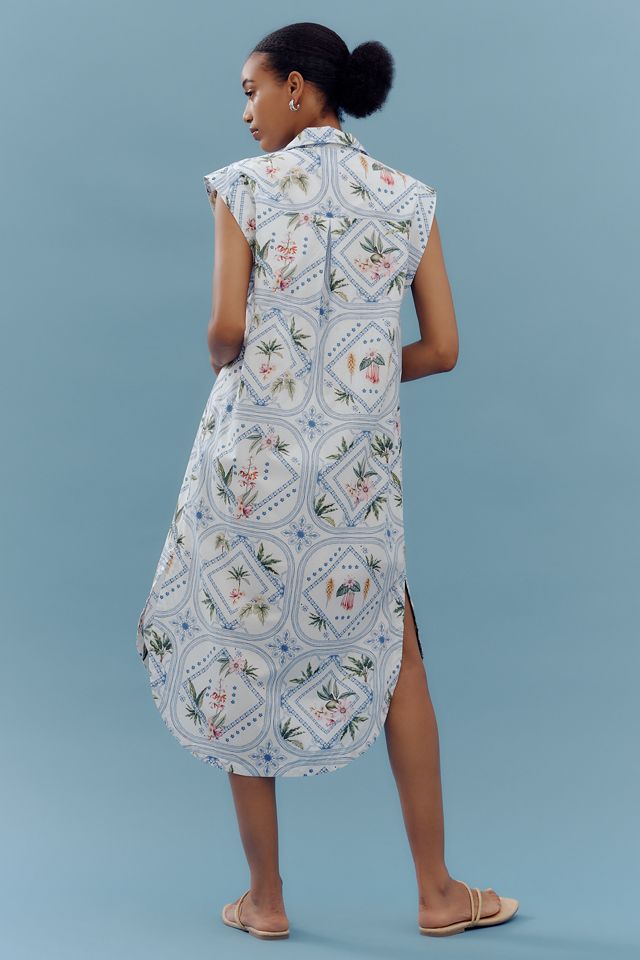 Maeve Cap-Sleeve Button-Front Midi Dress #2