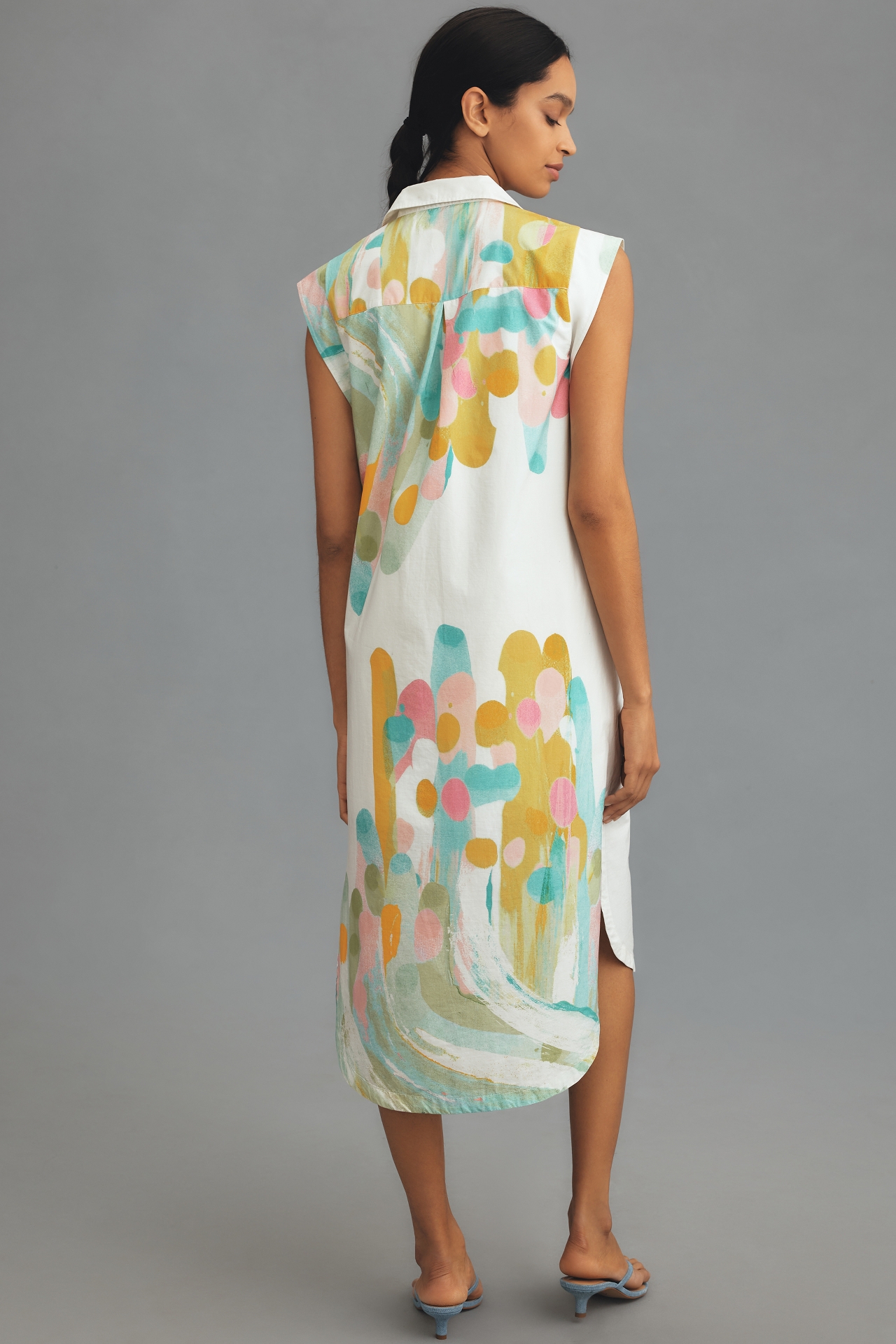 The Lillian Cap-Sleeve Button-Front Midi Dress by Maeve