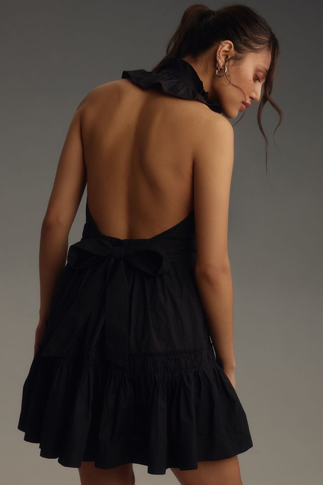 maeve halter v-neck scallop mini dress Belted vendor sale ama