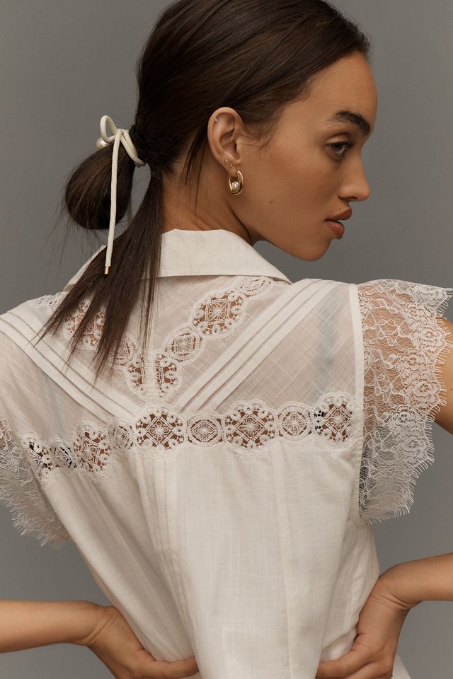 By Anthropologie Sleeveless Collared Lace Midi Dress | Anthropologie