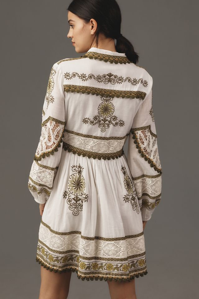 Maeve Long-Sleeve Embroidered Boho Mini Dress #2