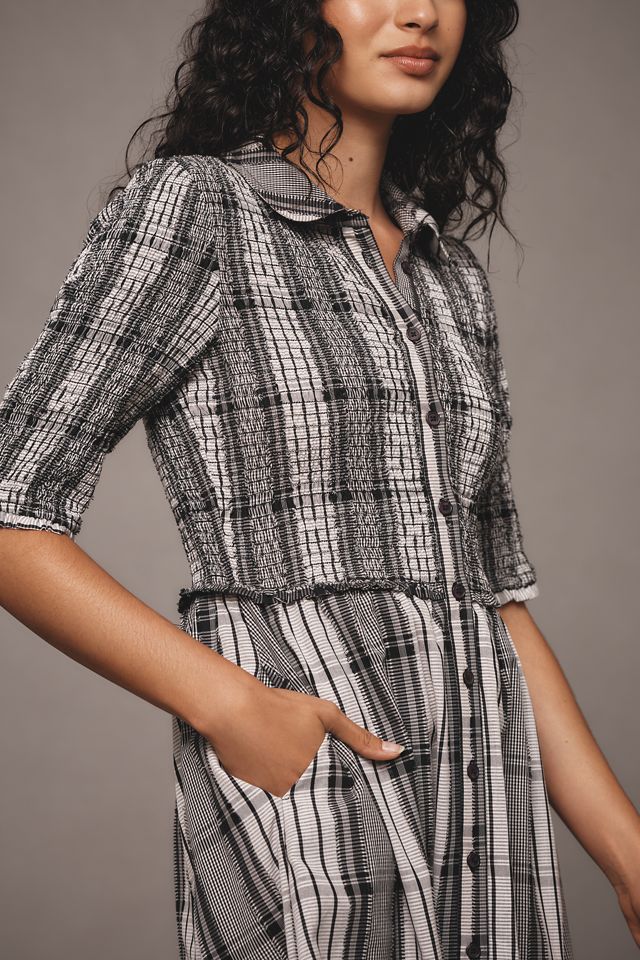 Maeve Short-Sleeve Smocked Midi Shirt Dress #1