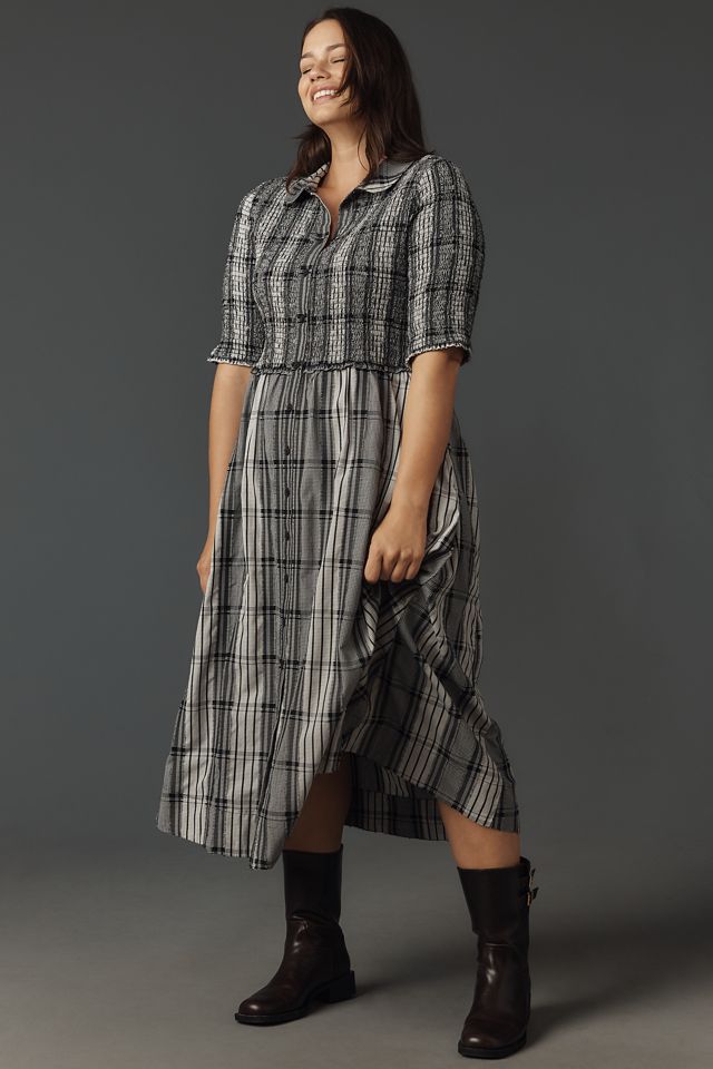 Maeve Short-Sleeve Smocked Midi Shirt Dress #5
