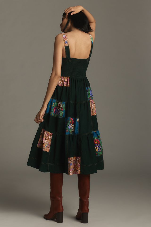 Maeve Patchwork Corduroy Midi Dress #2