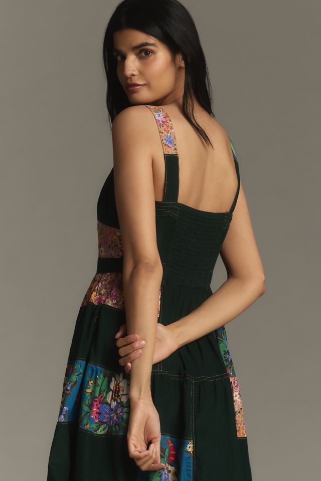 Maeve Patchwork Corduroy Midi Dress #3