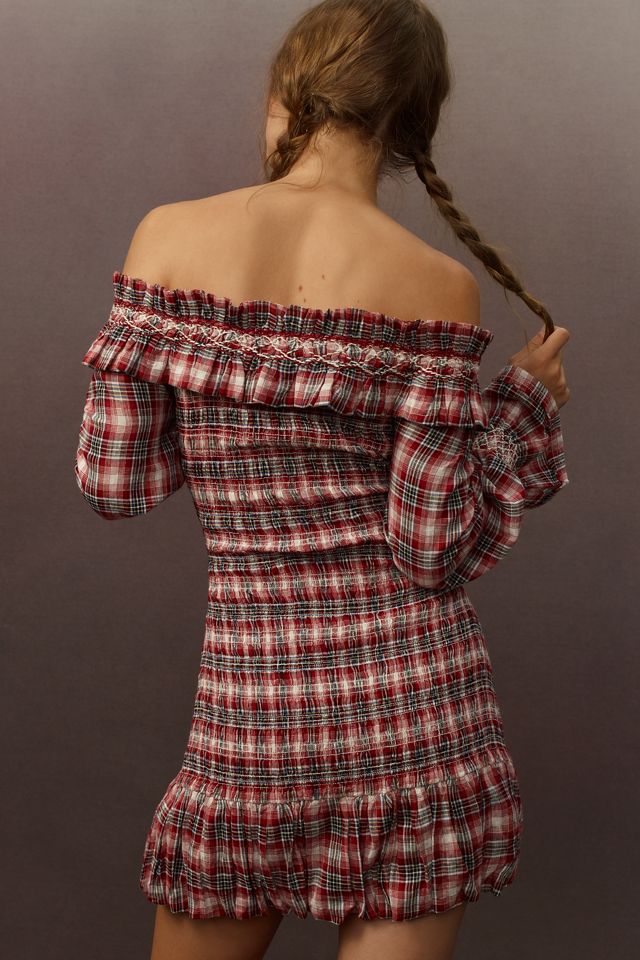 Pilcro Smocked Plaid Mini Dress #4