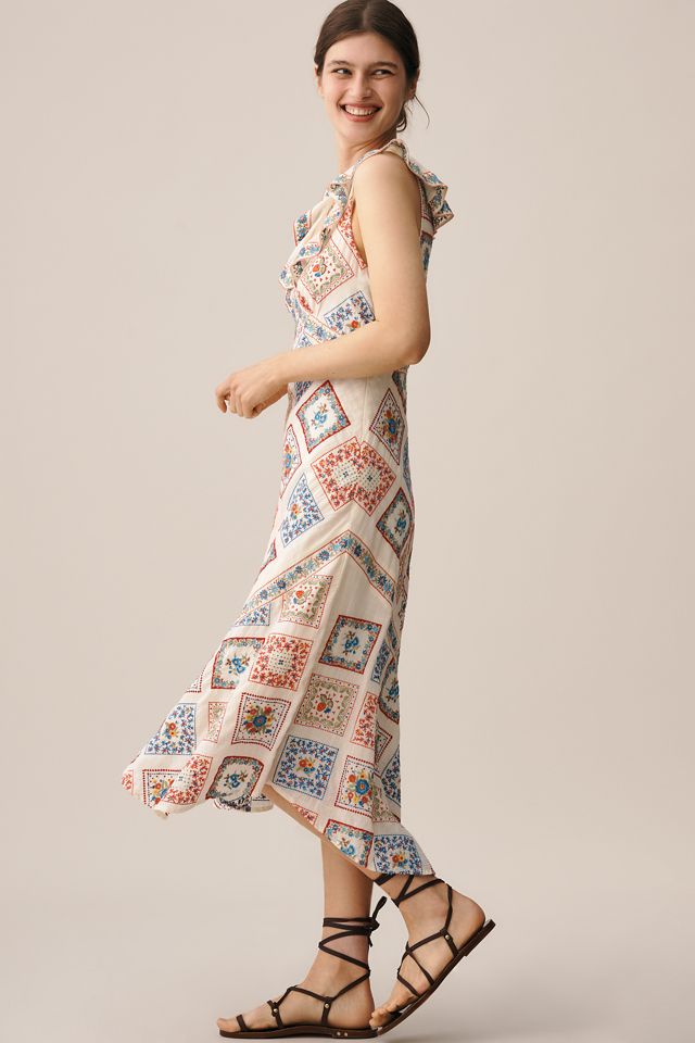By Anthropologie Sleeveless Ruffled V-Neck Midi Dress #3