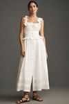 Pilcro Ruffled Smocked-Waist Button-Front Midi Dress