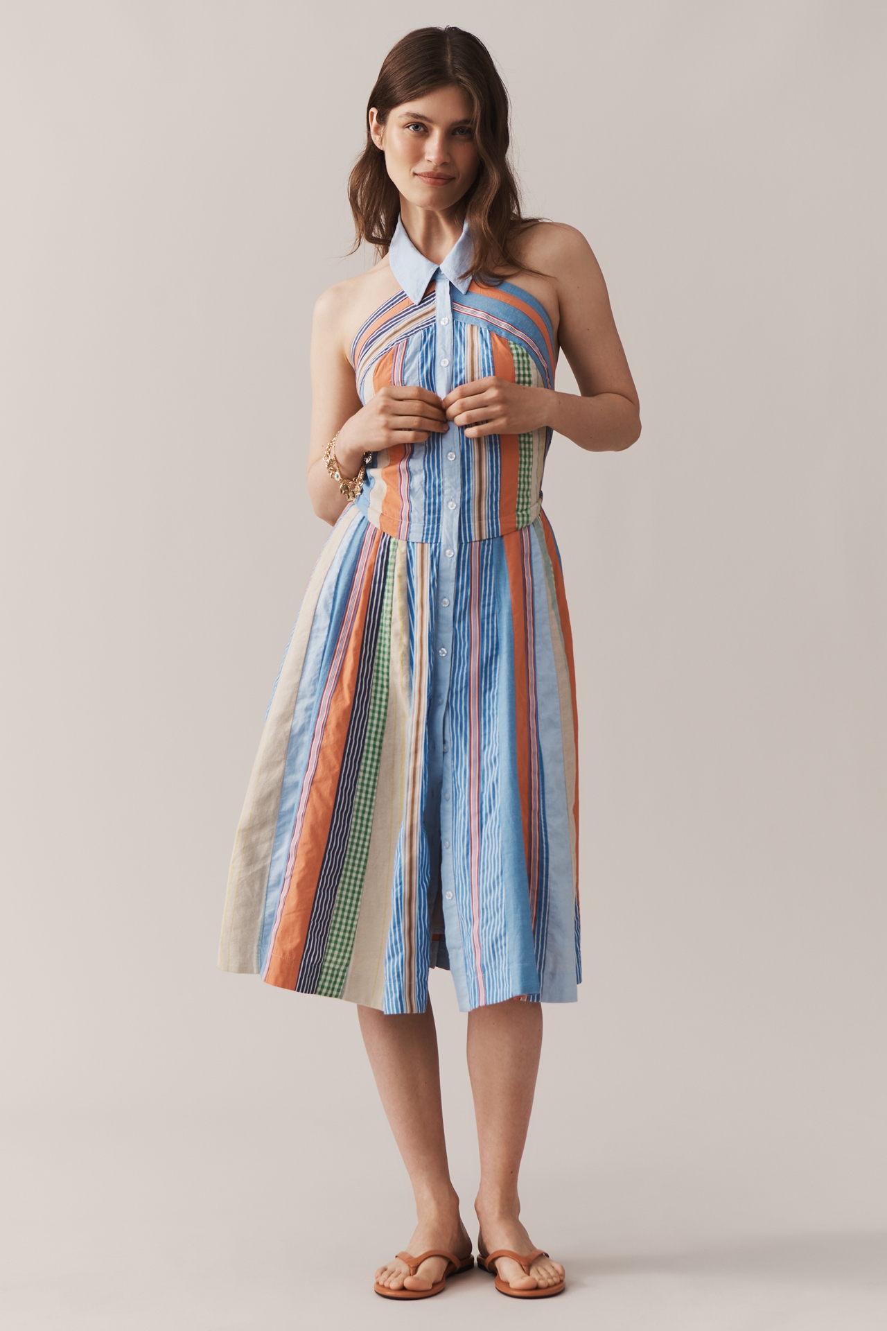 Maeve Collared Halter Shirt Dress