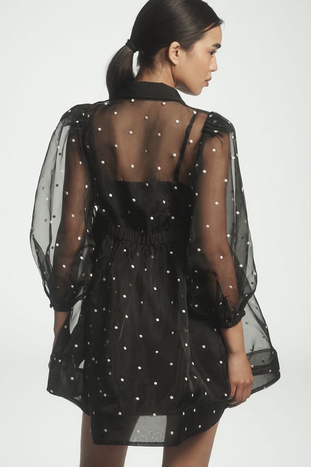 Maeve Sheer Collared Babydoll Mini Dress #1