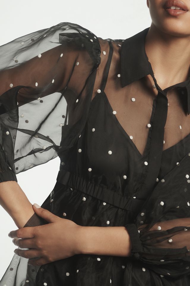 Maeve Sheer Collared Babydoll Mini Dress #2