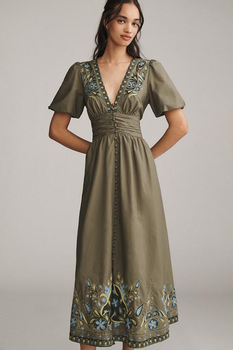 The Katerina Embellished Button-Front Dress