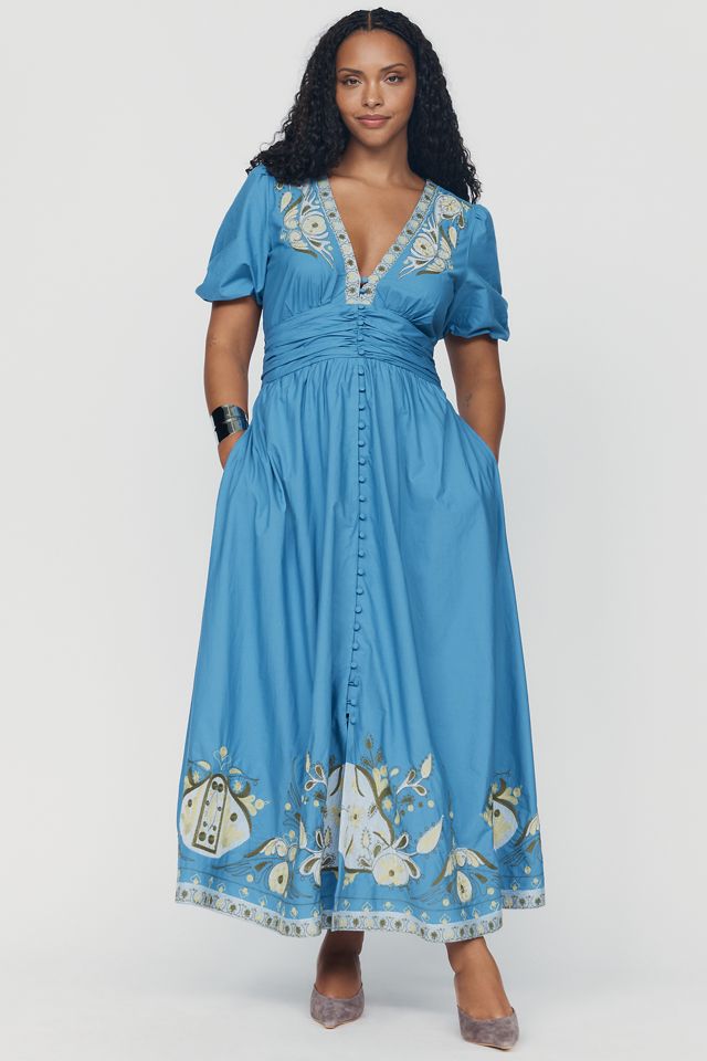 By Anthropologie Katerina Embroidered Maxi Dress #3