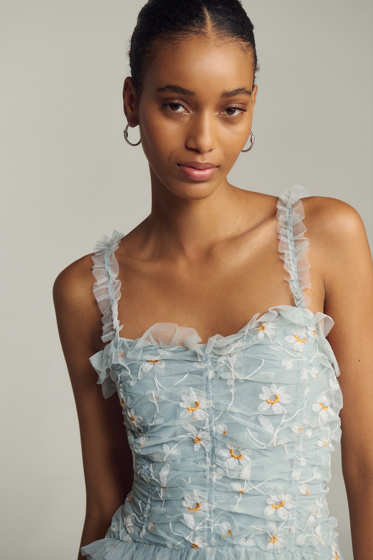 By Anthropologie Sleeveless Tulle A-Line Maxi Dress