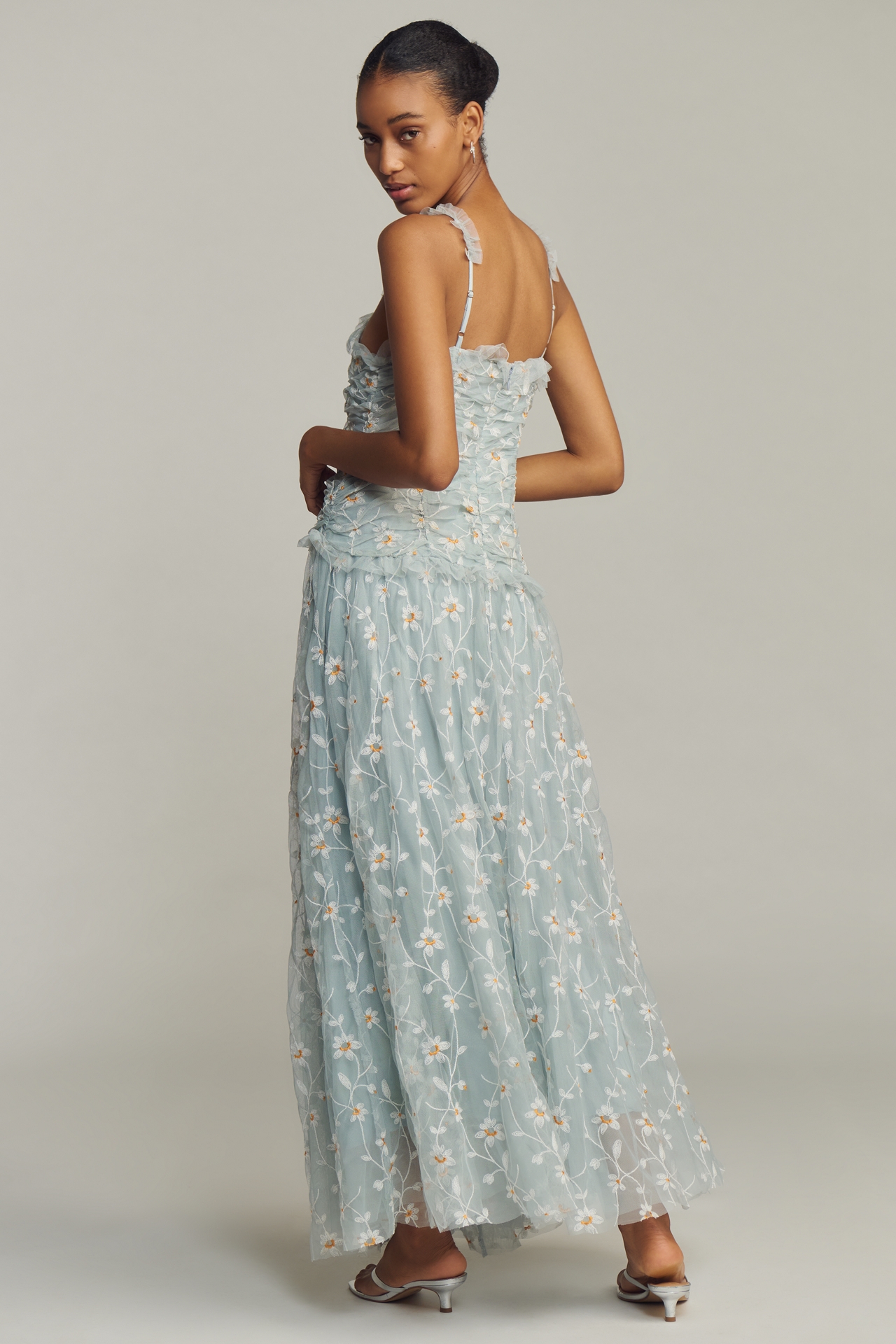 By Anthropologie Sleeveless Tulle A-Line Maxi Dress