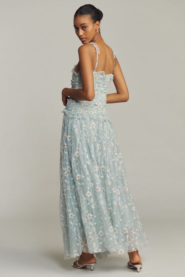 By Anthropologie Sleeveless Tulle A-Line Maxi Dress #2