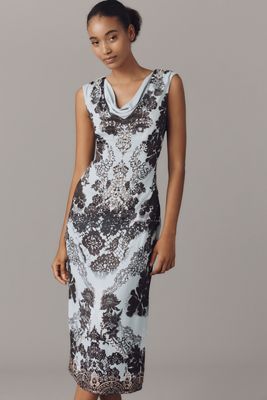 By Anthropologie Cowl-Neck Low-Back Midi Dress