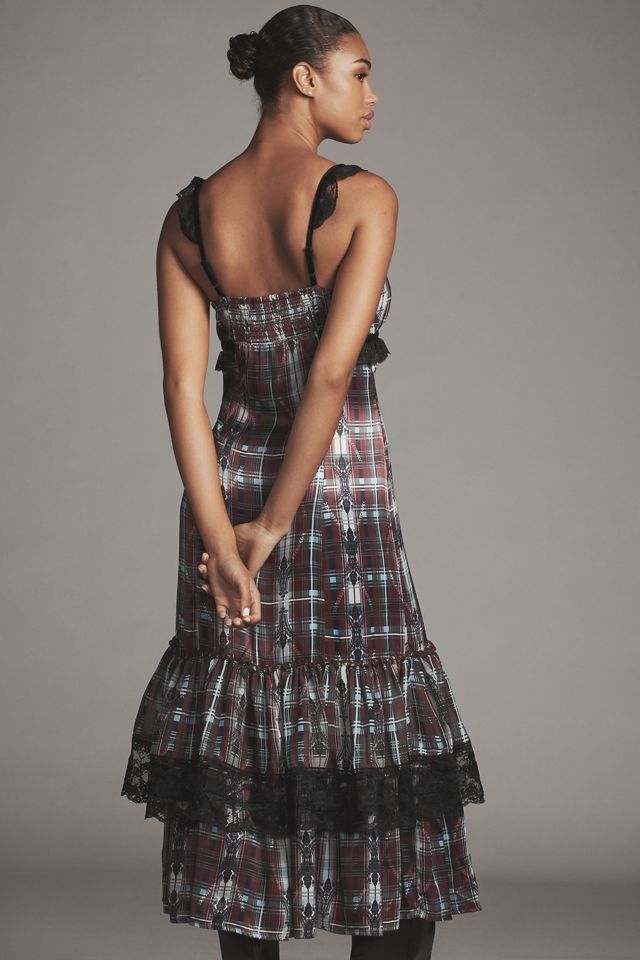 By Anthropologie V-Neck Lace-Trim Midi Dress #2