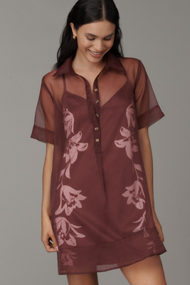 The Pollie Short-Sleeve Sheer Swing Tunic Mini Dress product page