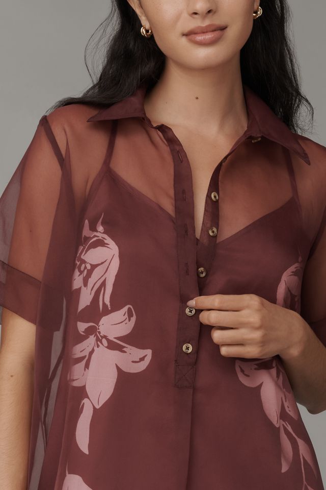 The Pollie Short-Sleeve Sheer Swing Tunic Mini Dress #1