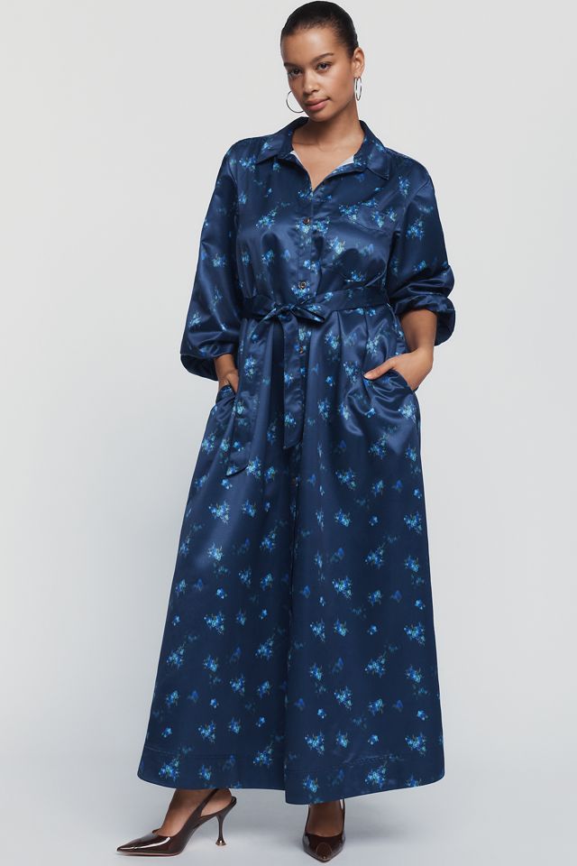 Maeve Mona Satin Maxi Shirtdress #4