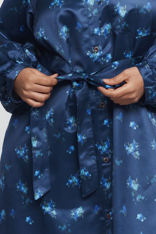 Maeve Mona Satin Maxi Shirtdress #5
