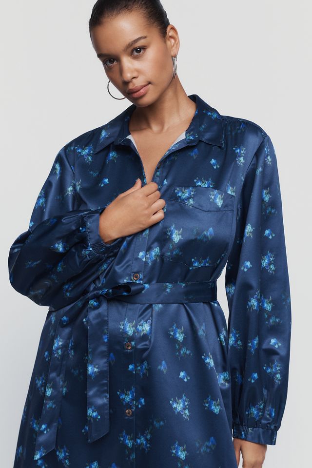 Maeve Mona Satin Maxi Shirtdress #3