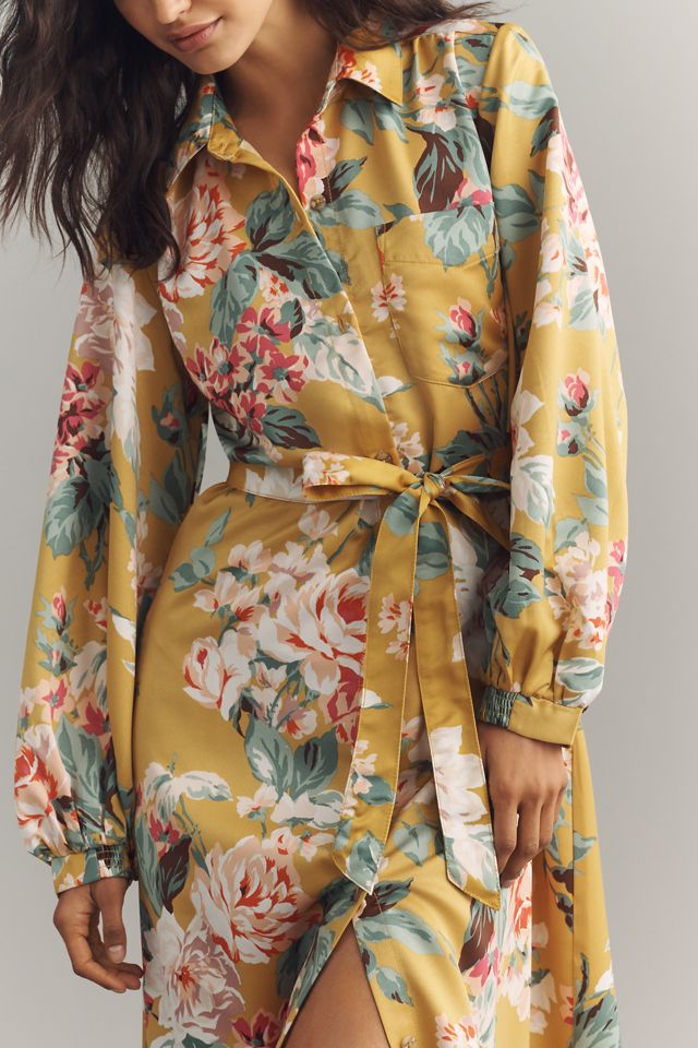 Mona Silken Maxi Shirt Dress by Maeve | Anthropologie