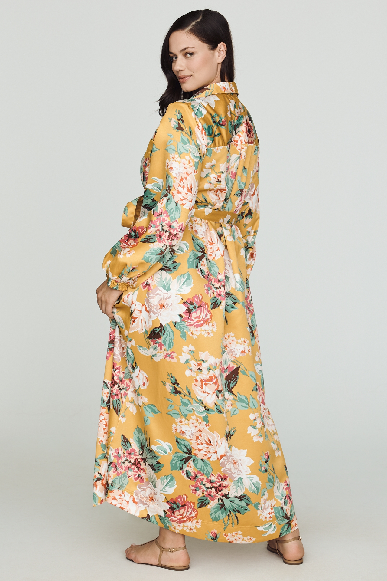 The Mona Silky Maxi Shirt Dress by Maeve