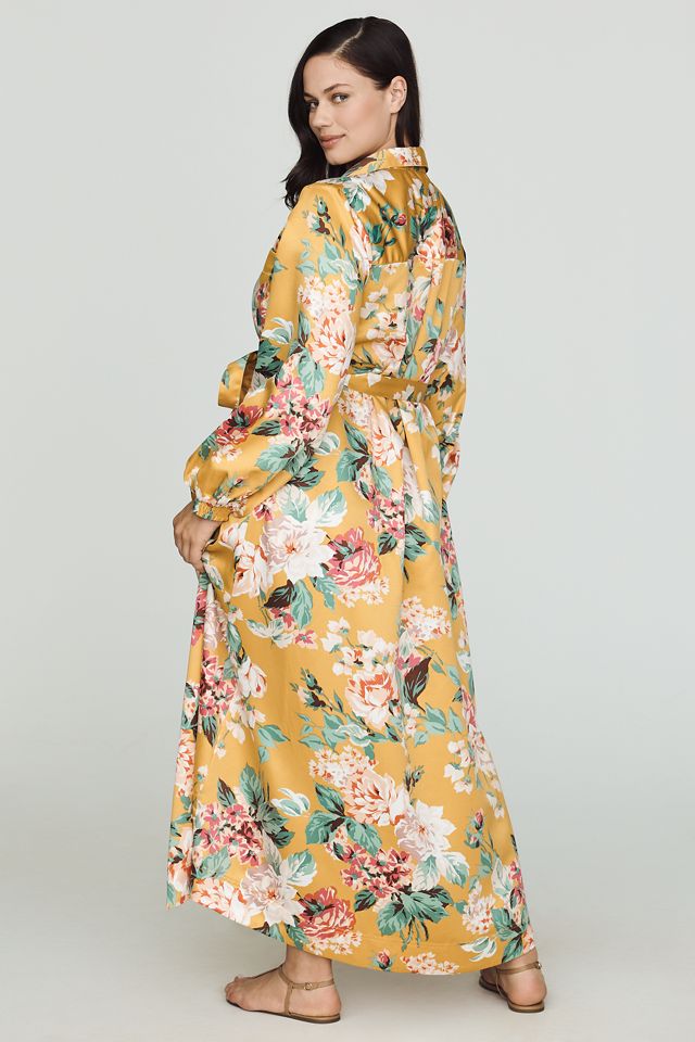 Mona Silky Maxi Shirt Dress by Maeve | AnthroHome