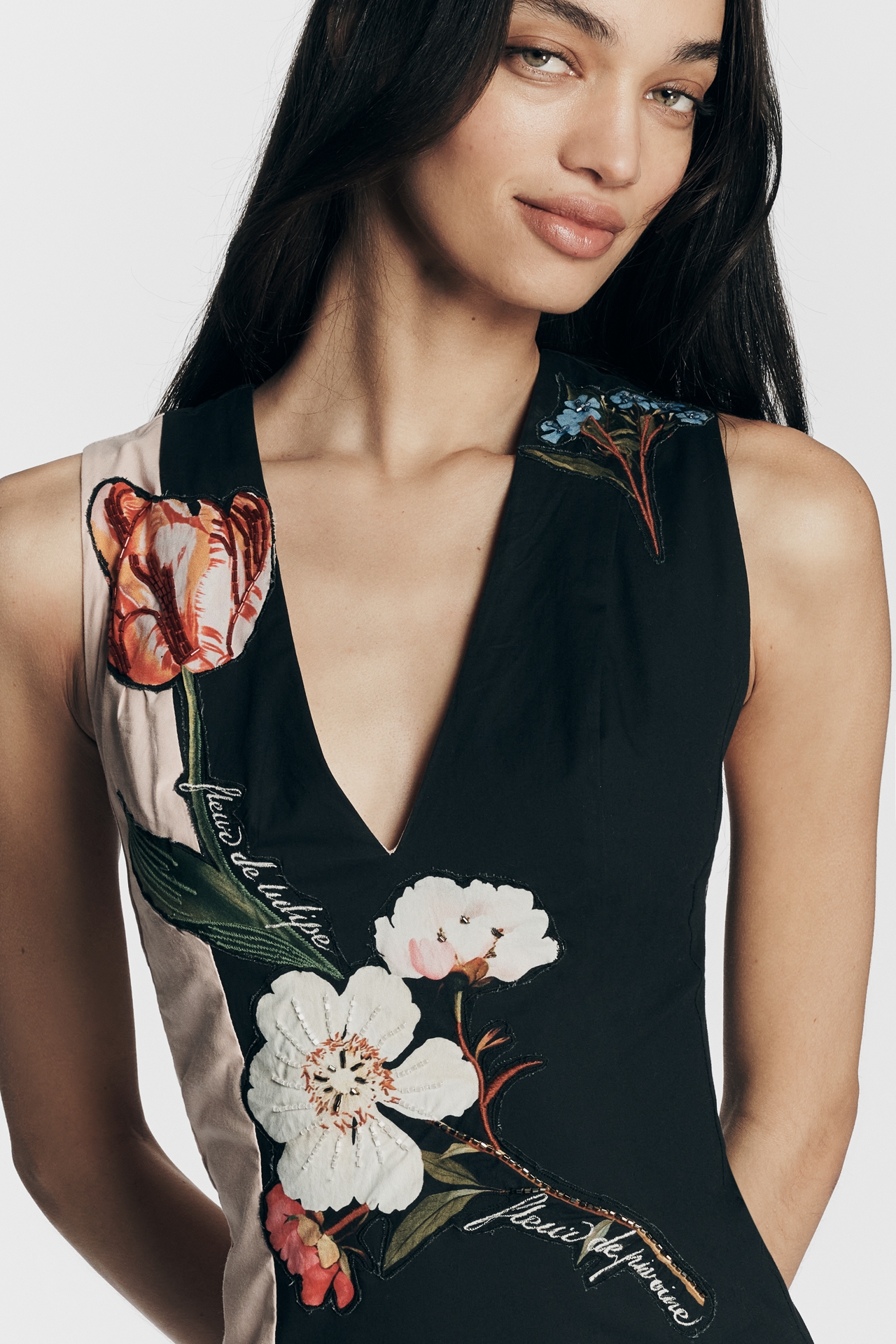 By Anthropologie Sleeveless V-Neck Deco A-Line Dress