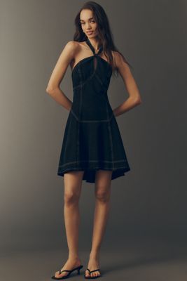 By Anthropologie Knit Plunge Halter Mini Dress | Anthropologie