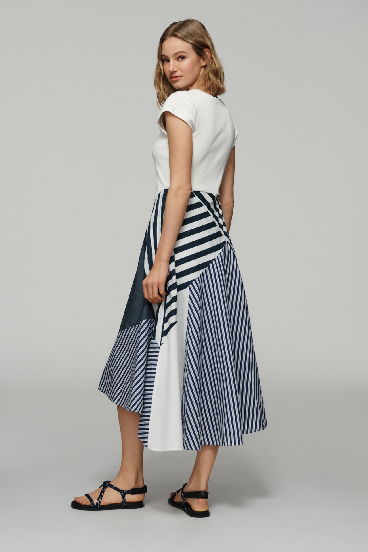 Maeve Twofer Patchwork Midi Dress