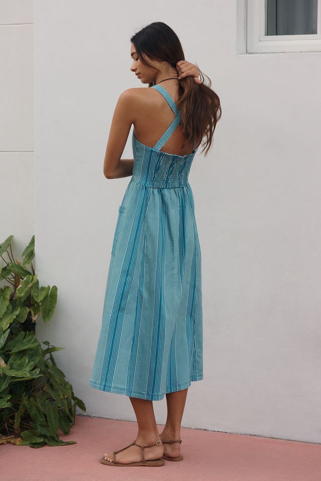 white christmas dresses Cotton Poplin Side Cut-Out Sleeveless Midi Dress