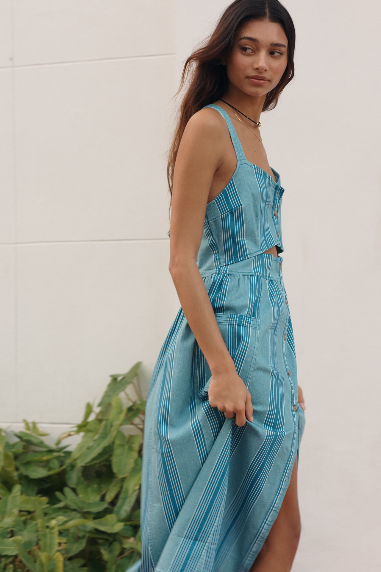 Pilcro Cotton Cutout Midi Dress