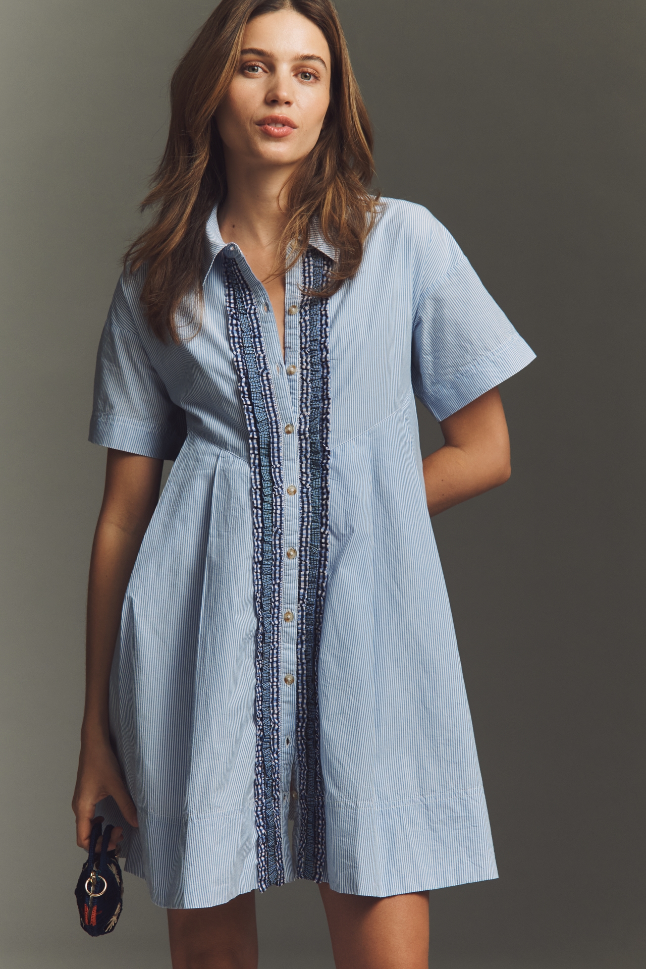 Maeve Cotton Ruffle Mini Swing Dress