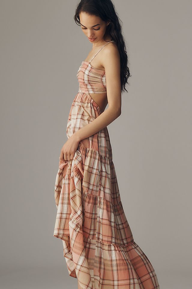 orange plaid dress HellBunny Darlene Multi female XS 30 40 L 36 Orange 1950s Plaid Tie Collar