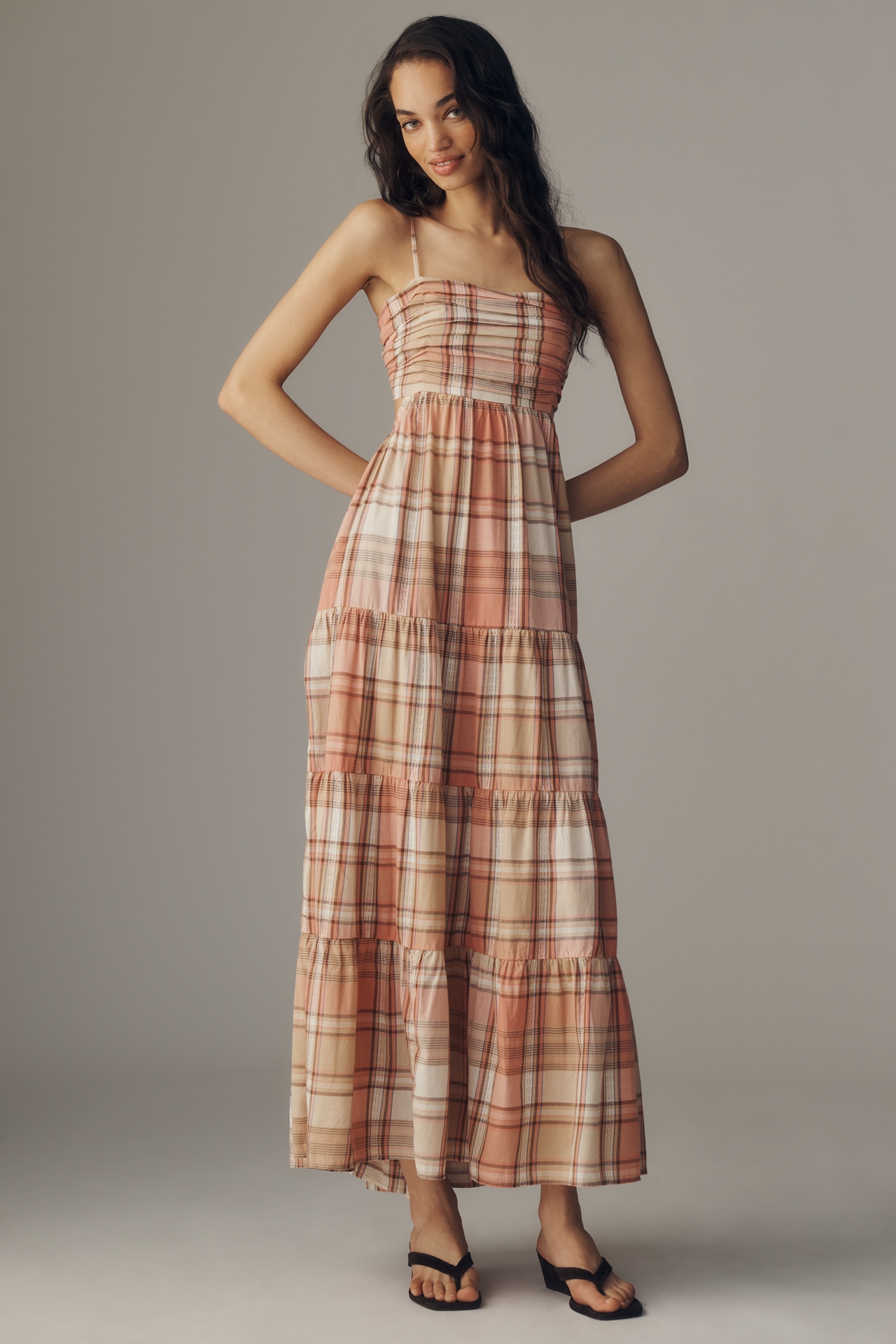 Maeve Strapless Plaid Maxi Dress