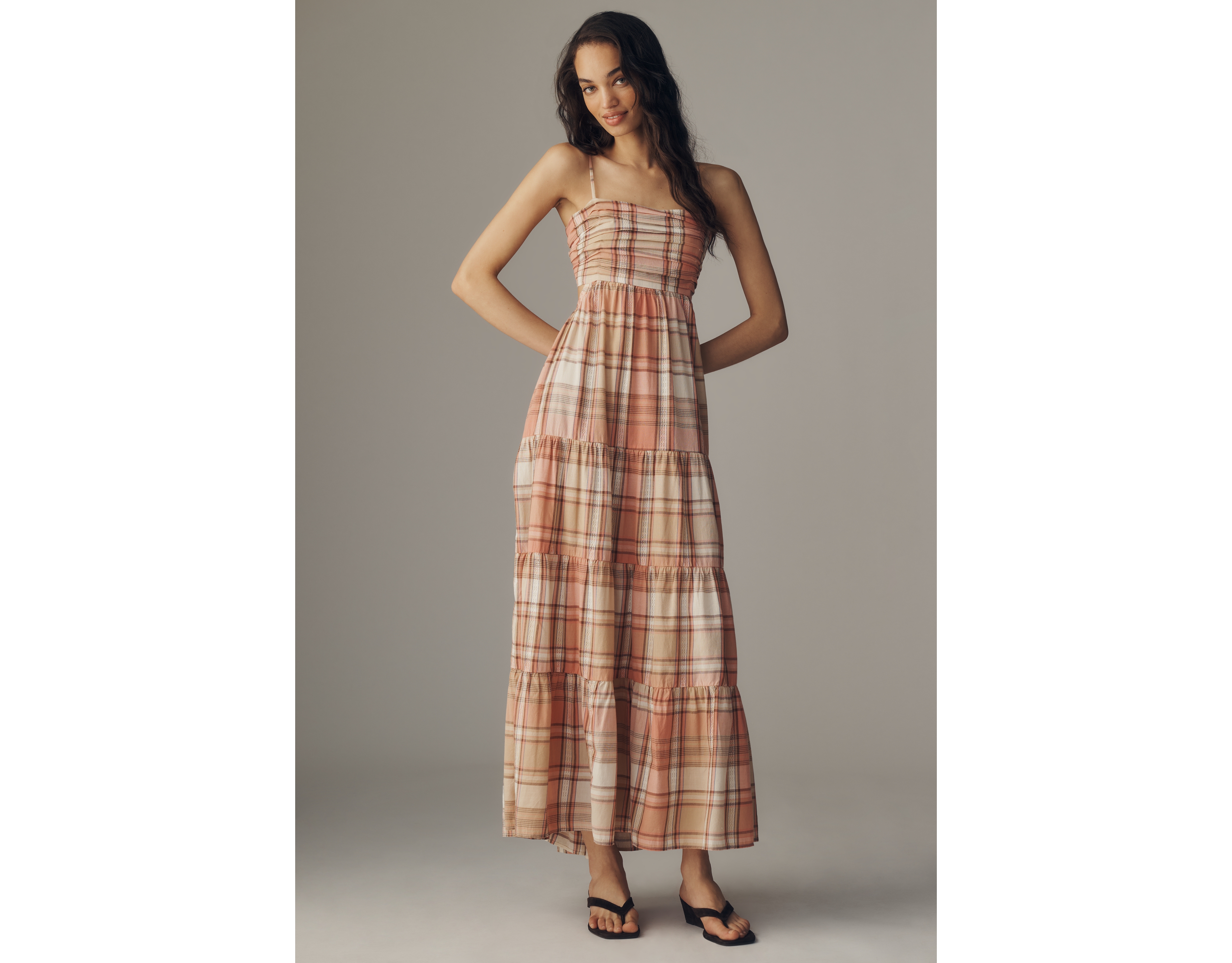 Maeve Strapless Plaid Maxi Dress