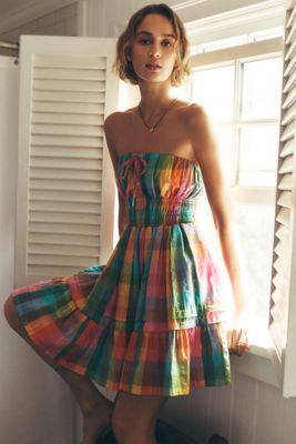 anthropologie green plaid dress Green Flannel Plaid Tatum Mini Dress Medium main image 0