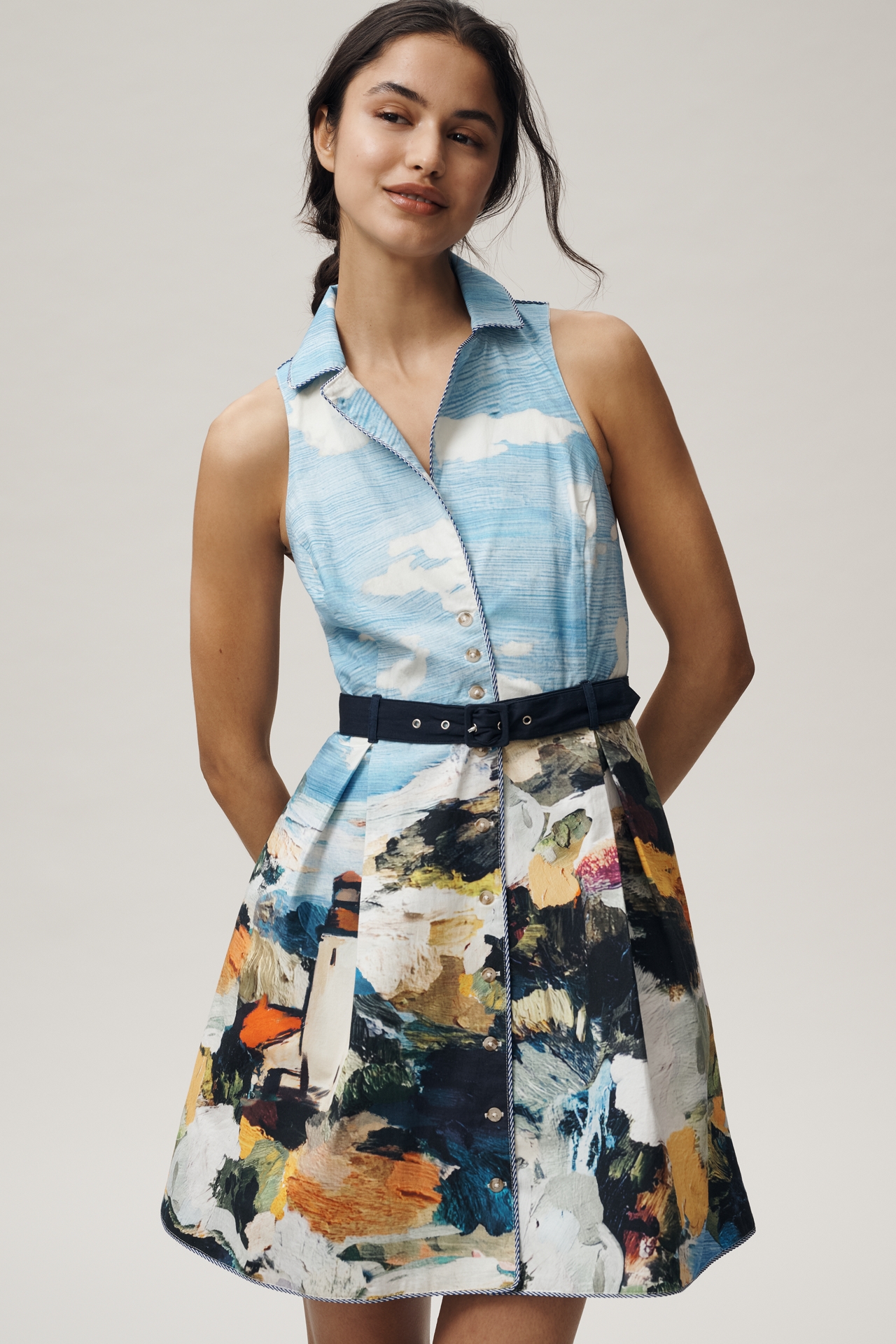 Maeve Collared Fit-and-Flare Mini Dress