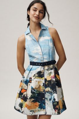 Maeve Collared Fit-and-Flare Mini Dress