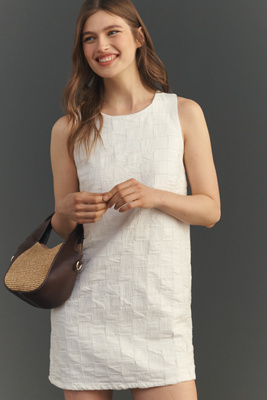 Textured Denim Shift Dress